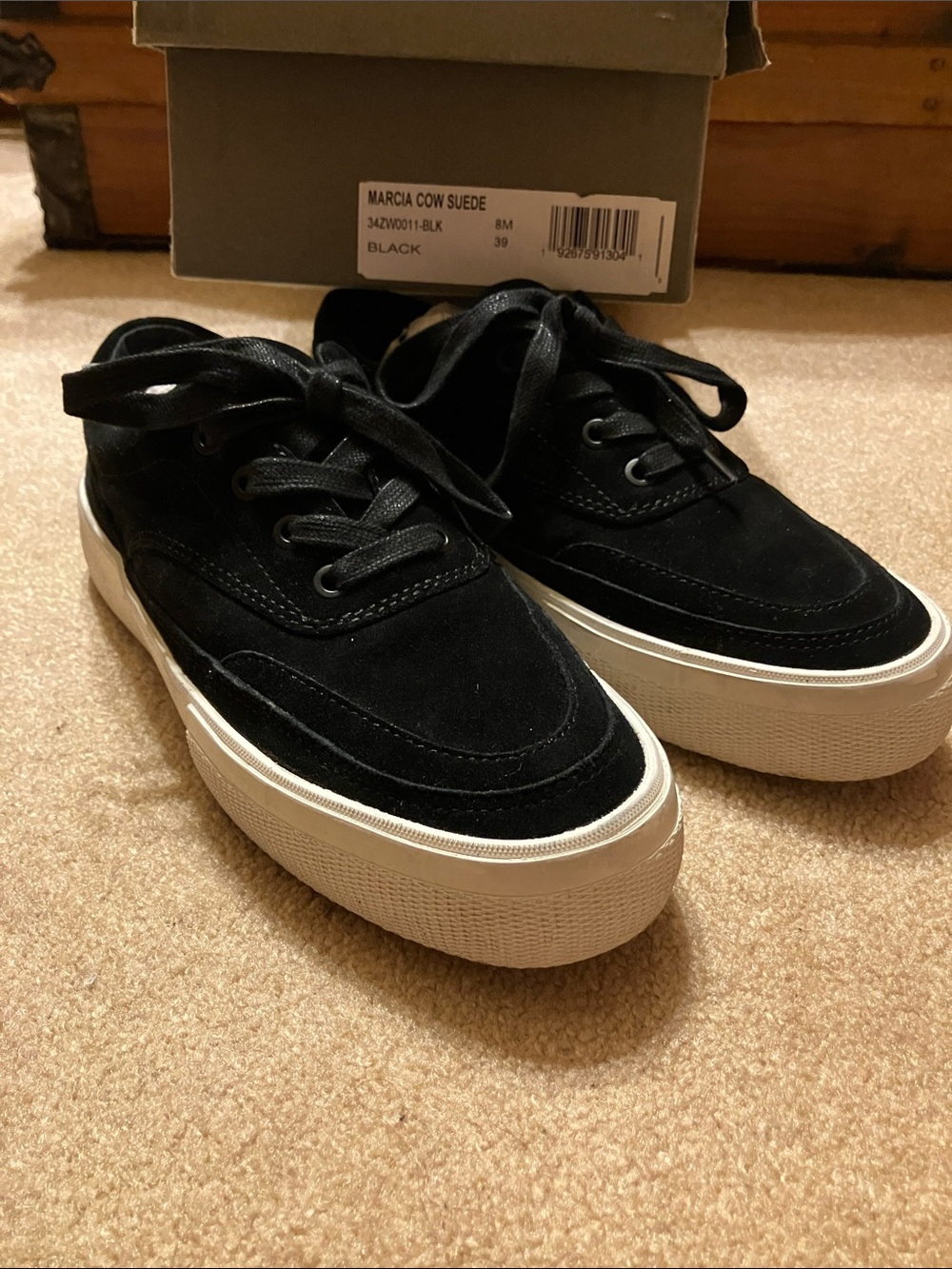 AllSaints Black Suede Platform Lace-Up Sneakers